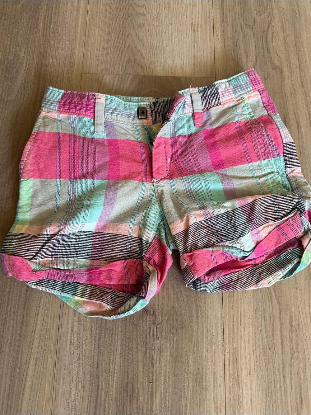 GAP Pink and Mint Plaid Bermuda Shorts